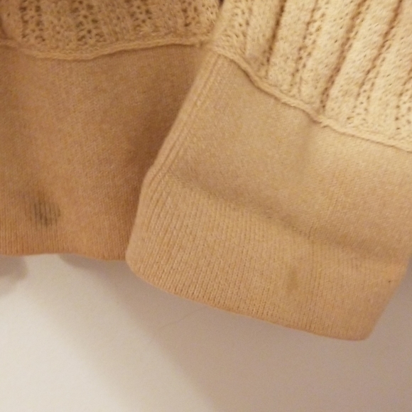 Pull Over Knit Beige Hooded Thin Sweater Size L - Picture 5 of 5